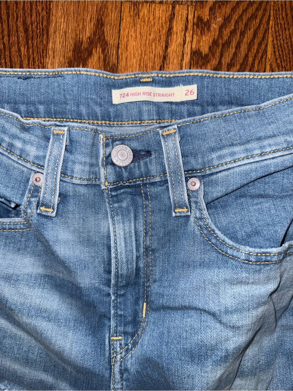 Levi's Light Blue Straight Leg Distressed Jeans - Picture 2 of 4
